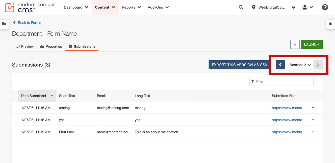 where to switch versions